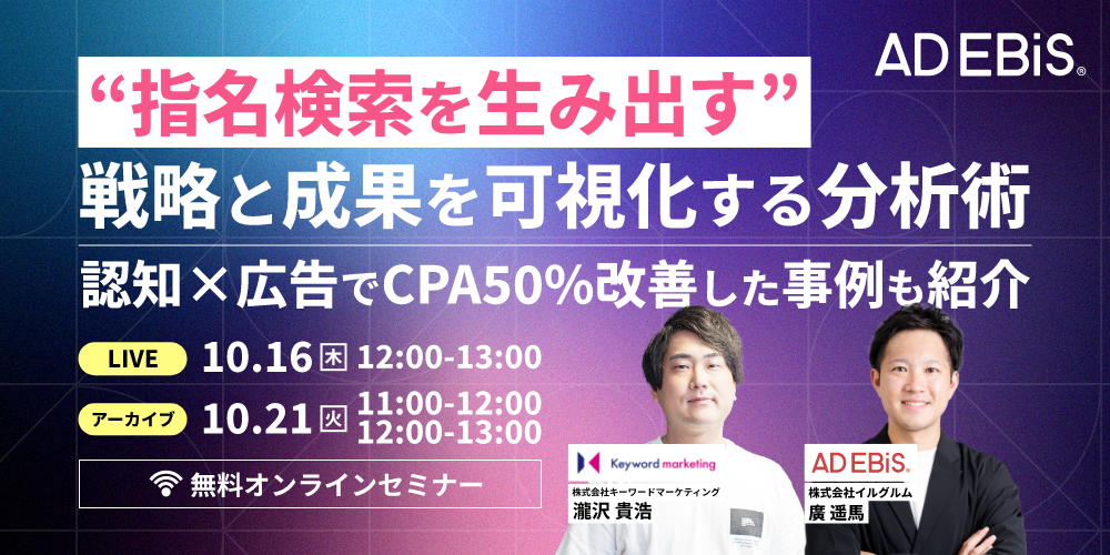 “指名検索を生み出す”戦略と成果を可視化する分析術～認知×広告でCPA50％改善した事例も紹介～